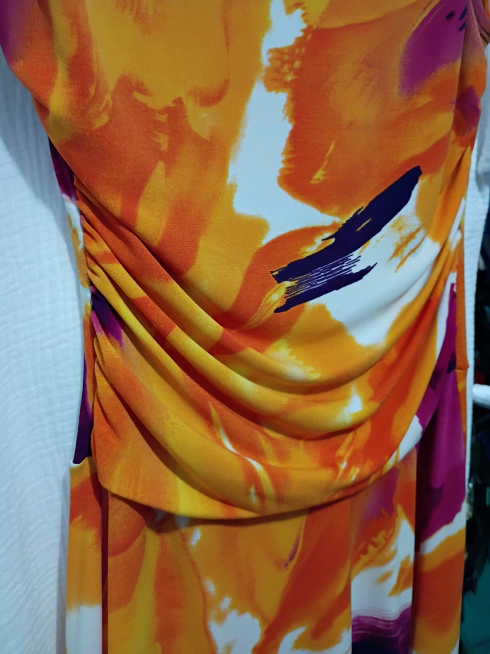 Enfocus Studio Orange & Magenta Abstract Midi Dress SIZE 10 - Picture 5 of 9